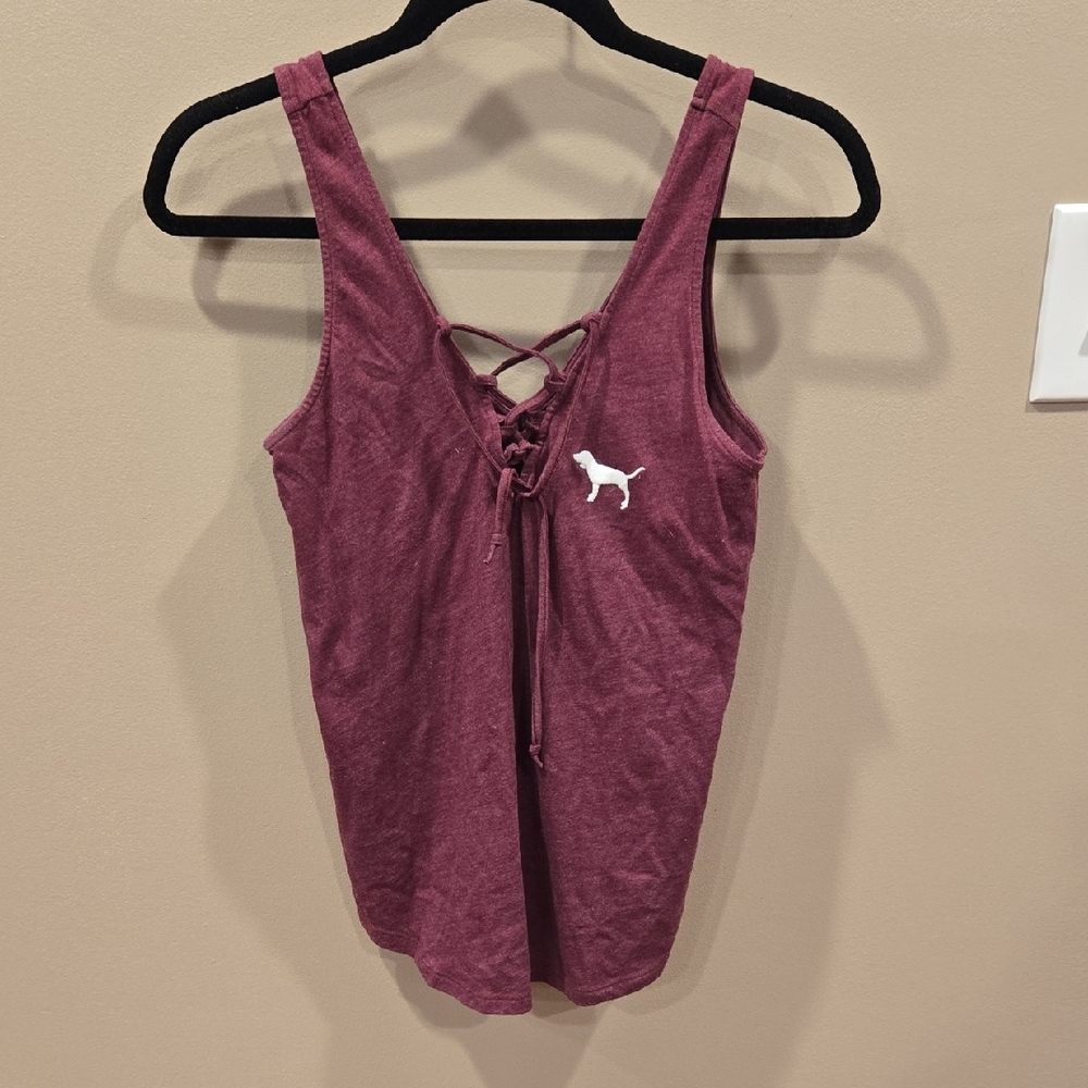 PINK Victoria's Secret Maroon Tank Top with Dog Logo
